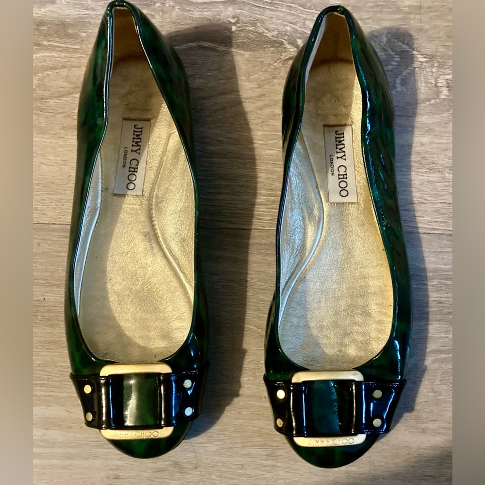 Jimmy Choo Emerald Patent Leather Flats
